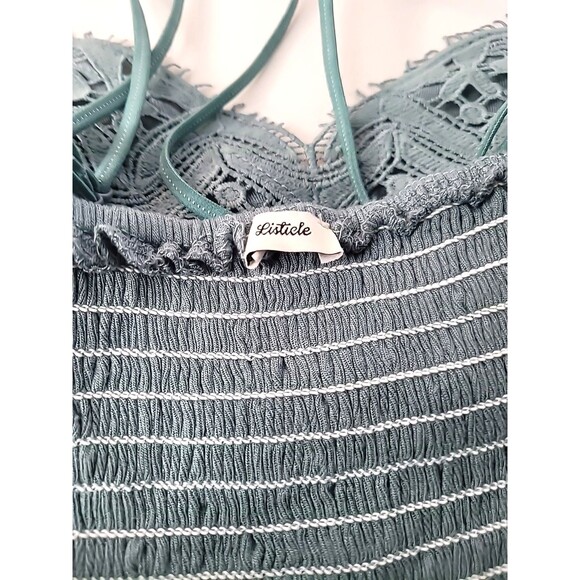 Listicle Womens Size Medium Floral Teal Halter Bralette‎ Padded Boho Festival - Picture 10 of 11